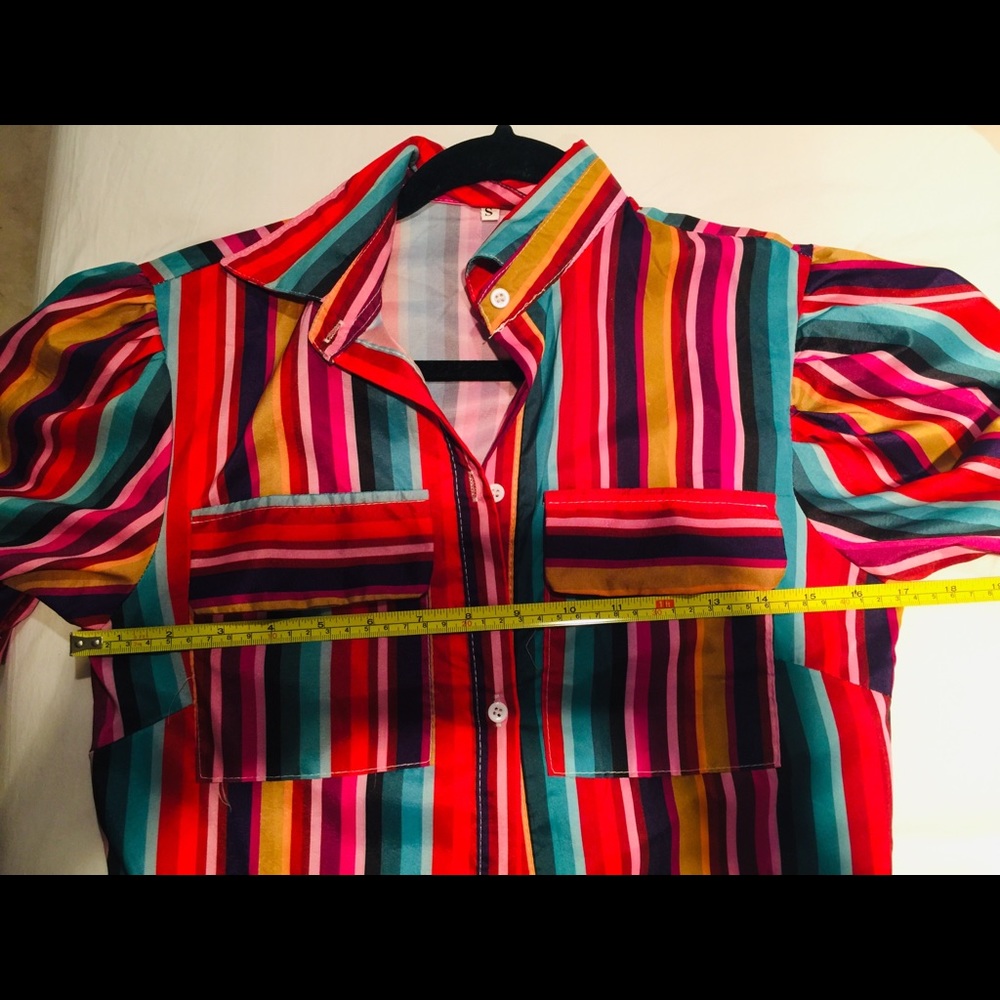 Hand cut multicolored Button Down dress /  duster. - Picture 5 of 12
